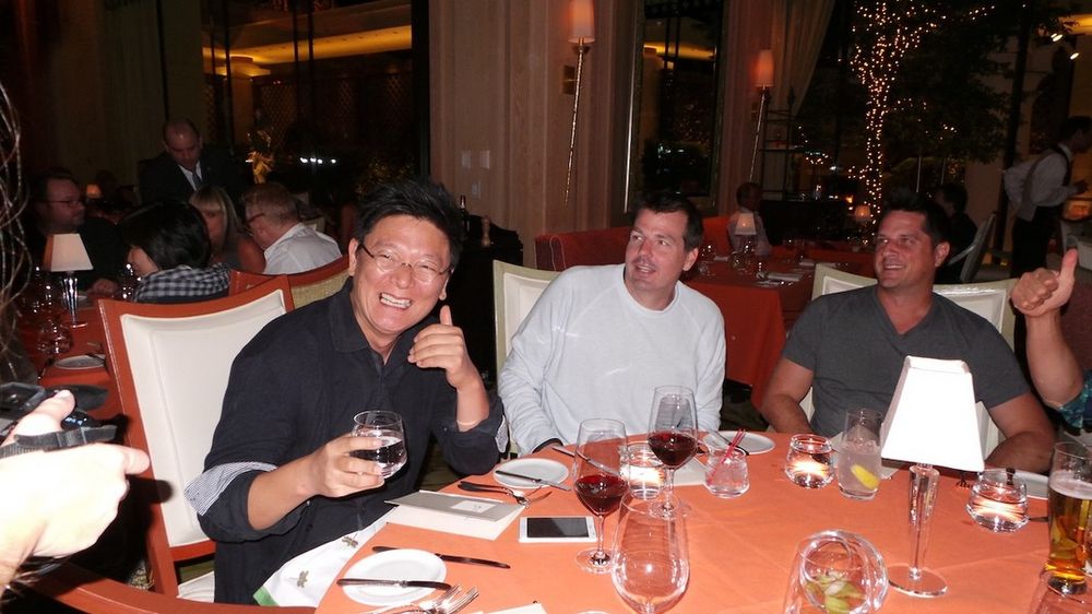 Steve Keum, Mike Smith, and Peter Nicholson enjoying dinner at Sinatra