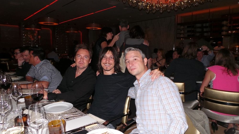 Geoffrey Hantson, Maxi Itzkoff, and Olivier Apers enjoying dinner at Andrea's fine dining restaurant