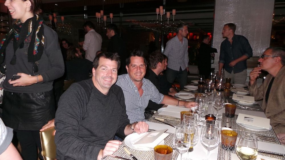 Mike Smith and Peter Nicholson enjoying dinner at Andrea's