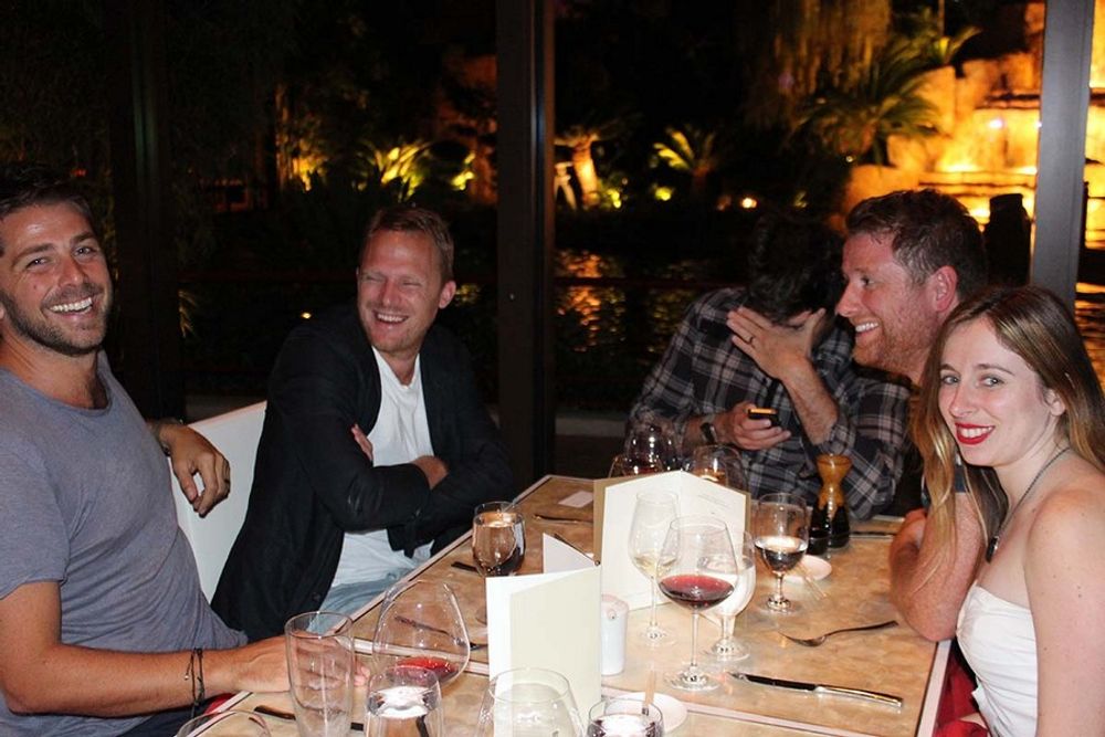 Ben Coulson, Andreas Ullenius, Brendan DiBona, Dave Bedwood, and Laurissa Levy enjoying dinner at Mizumi