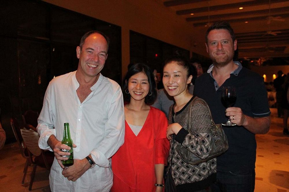 Jeremy Craigen, Sumiko Matsuda, and Dave Bedwood enjoying the patio party