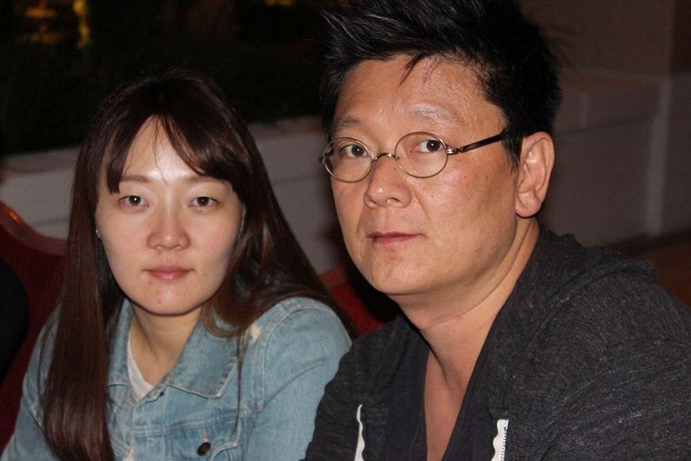 Steve Keum and Ji Min Yoo having a great time at the patio party