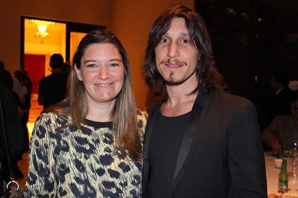 Marta Gonzalez Muguruza and Maxi Itzkoff enjoying the patio party