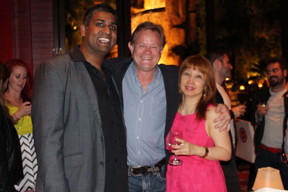Ramesh Sathiah, Kim Shaw, and Bee Lee having an enjoyable time mingling at dinner at Mizumi