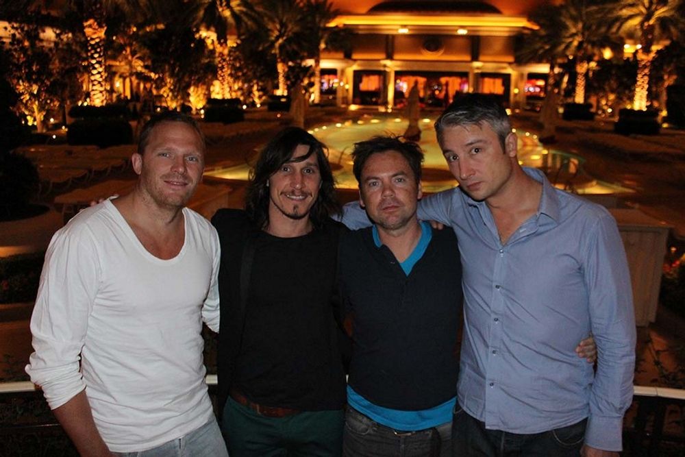 Andreas Ullenius, Maxi Itzkoff, Geoffrey Hantson, and Olivier Apers enjoying the view from the terrace