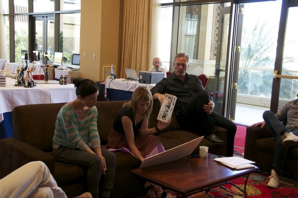 Sumiko Matsuda, Joanina Pastoll and Peter Knapp in the judging room