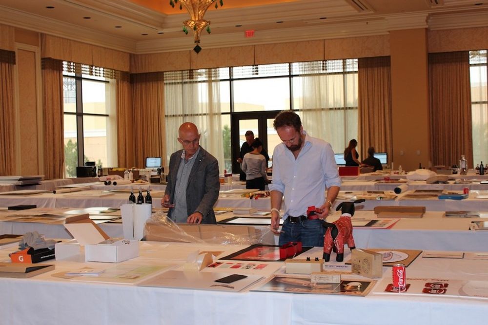 Jack Anderson and Alexander Schill looking over the work