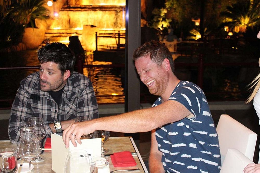 Brendan DiBona and Dave Bedwood having a great time at dinner at Mizumi