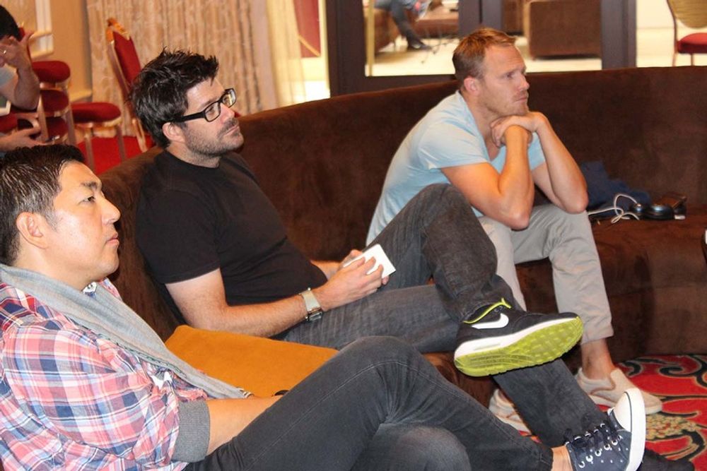 Naoki Ito, Brendan DiBona, Andreas Ullenius in the judging room