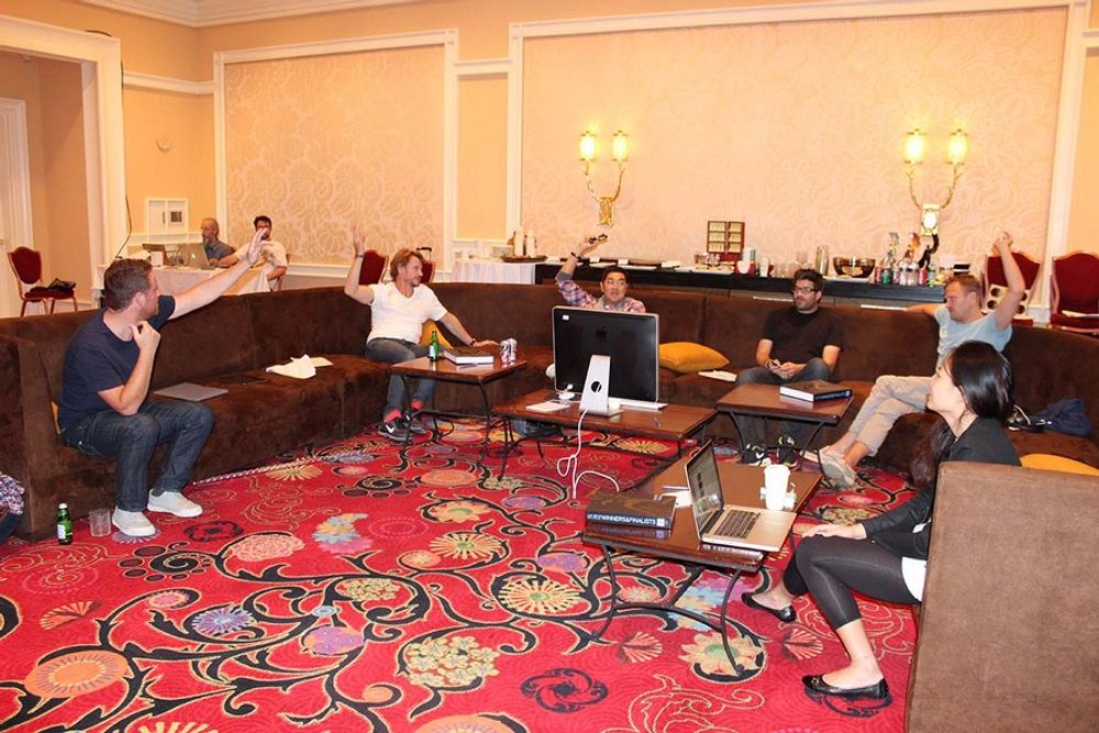 The Digital Jury having an enjoyable time in the judging room