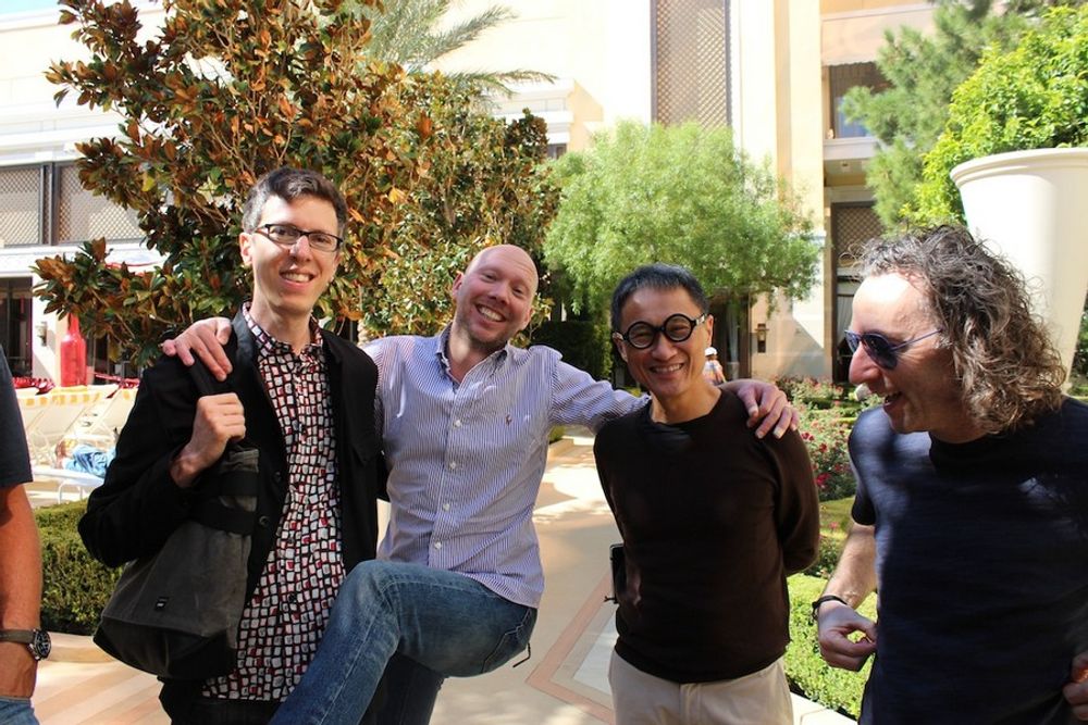 Christian Haas, Philip Ahlqwist, Eugene Cheong, and John Mescall having a great time between judging sessions