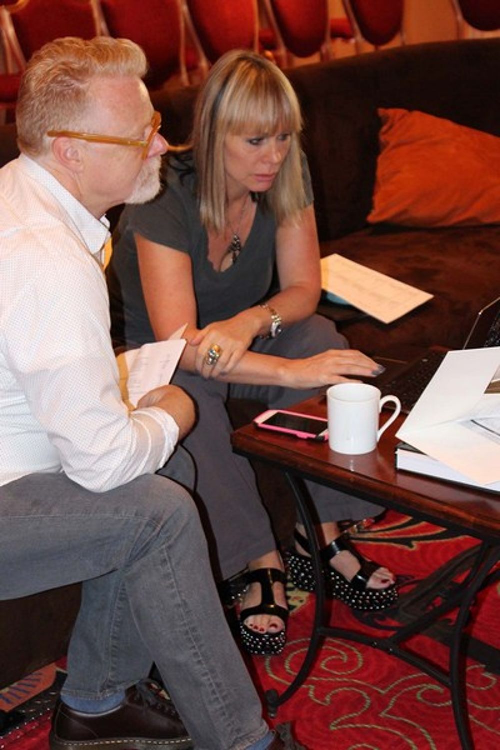 Jonathon Ker and Laura Gregory enjoying their time in the judging room