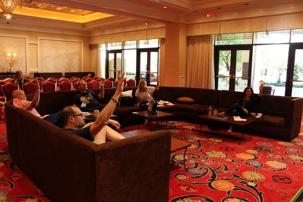 The Radio Jury in the judging room