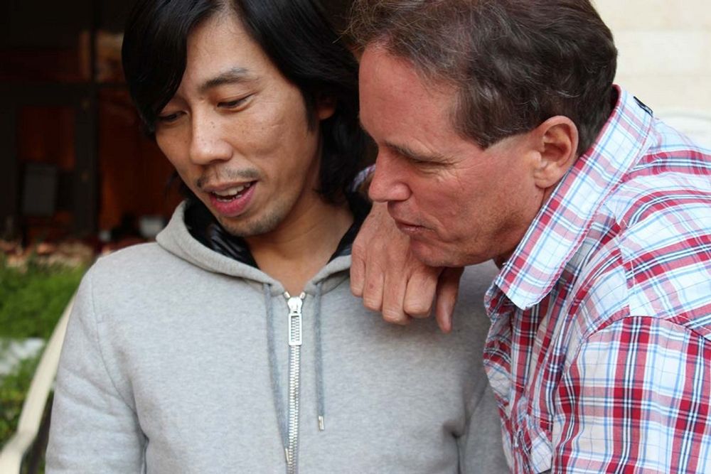 Kazoo Sato and John Merrifield enjoying a break from the judging room