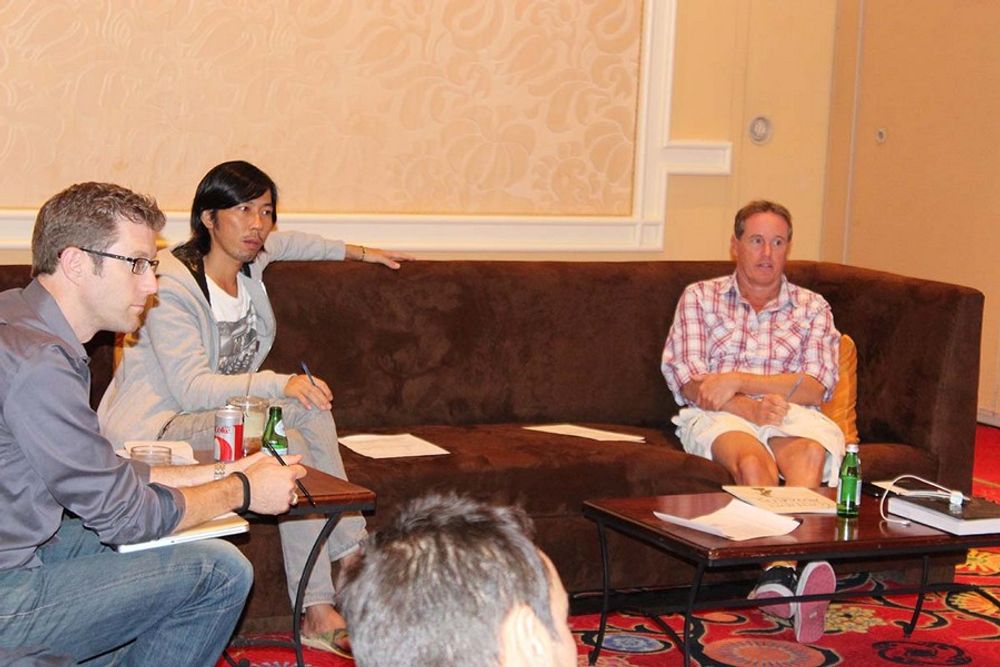Matt Walsh, Kazoo Sato, and John Merrifield in the judging room