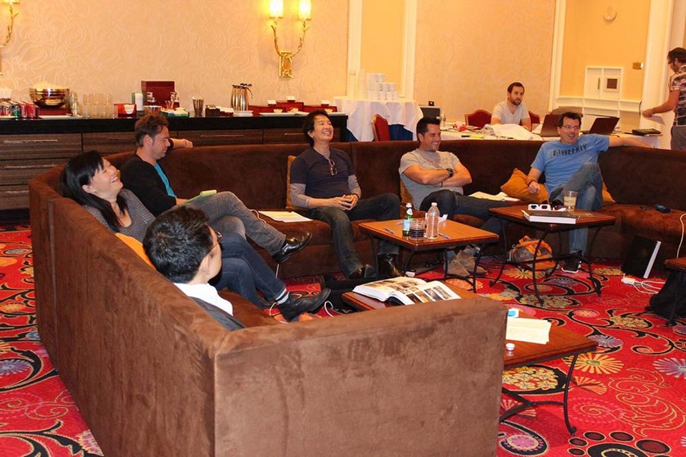 The TV/Cinema/Online Film jury enjoying their time in the judging room