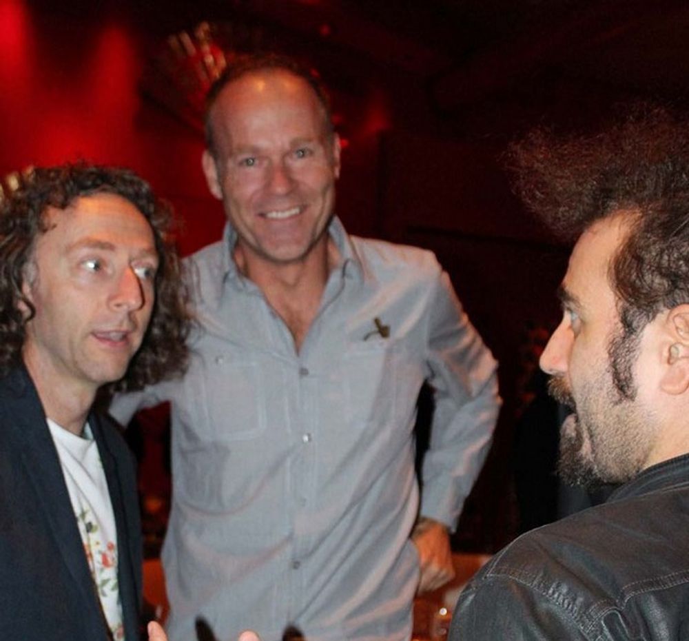 John Mescall, Ralph van Dijk, and Faris Yakob having an enjoyable time mingling before dinner at Mizumi