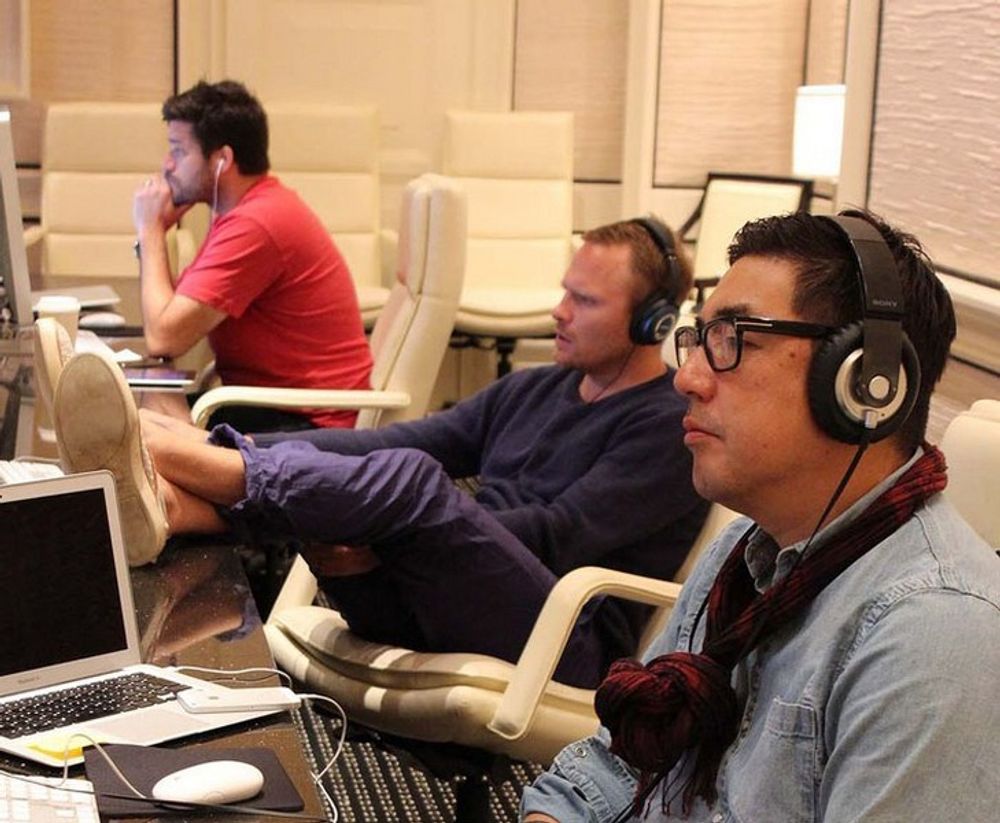 Naoki Ito, Andreas Ullenius, and Brendan DiBona in the judging room