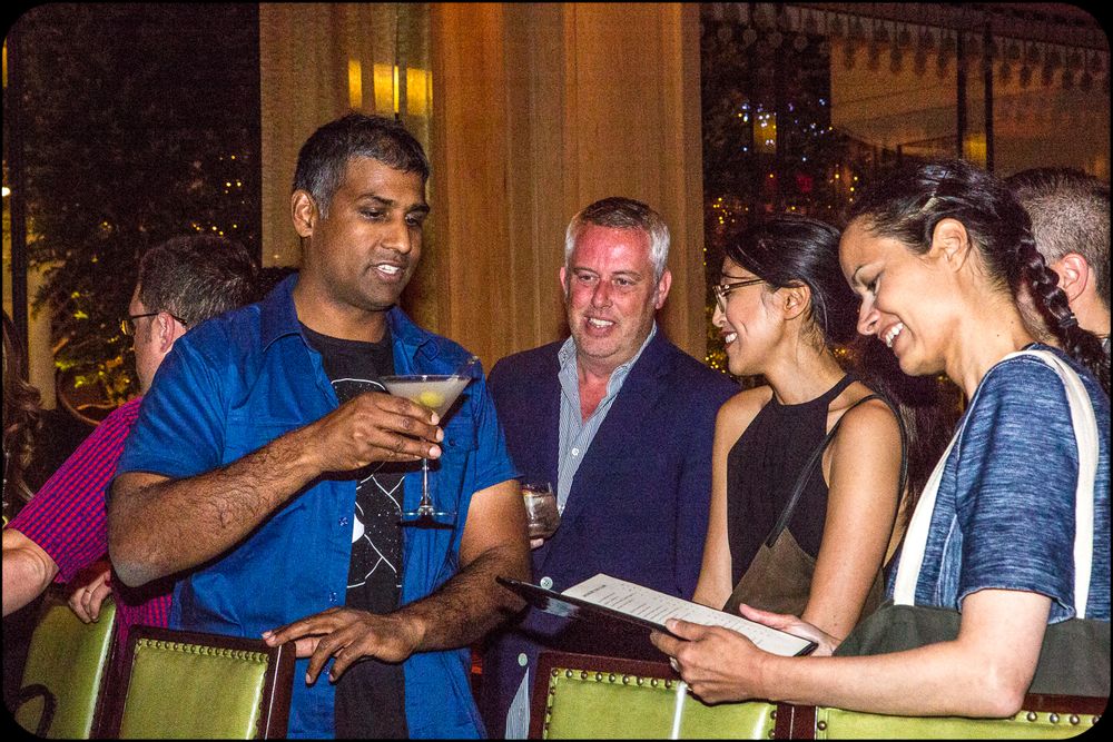 Rani Vaz, Ramesh Sathiah and Scott Cymbala relax after a day of judging