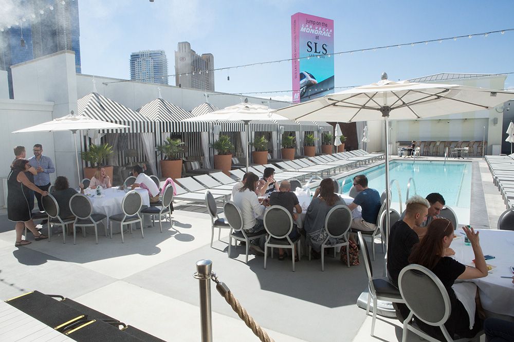 Lunch for the juries at the SLS Lux pool
