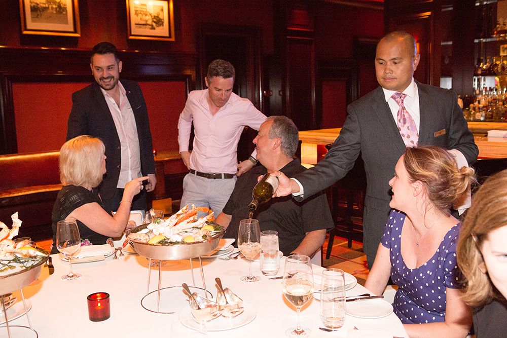 Mark and Julie Tutssel, Wilf Sweetland, adrian Bosich & Laura Swinton enjoy dinner and drinks at Country Club restaurant at the Wynn