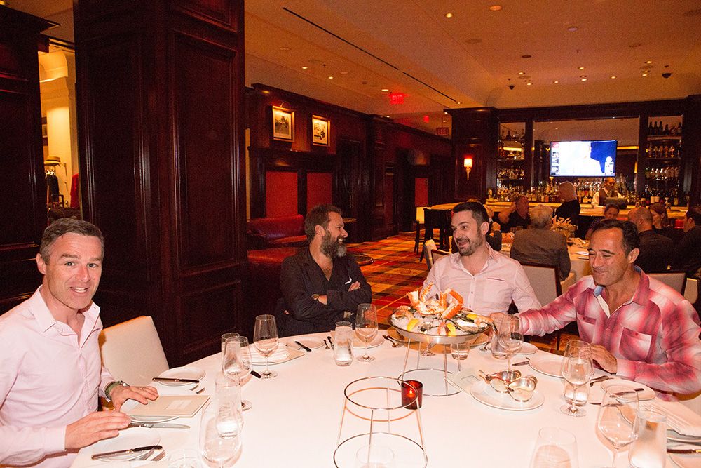 Wilf Sweetland, Alexander Schildt, Adrian Bosich & Richard De Aragues enjoy dinner at Country Club restaurant