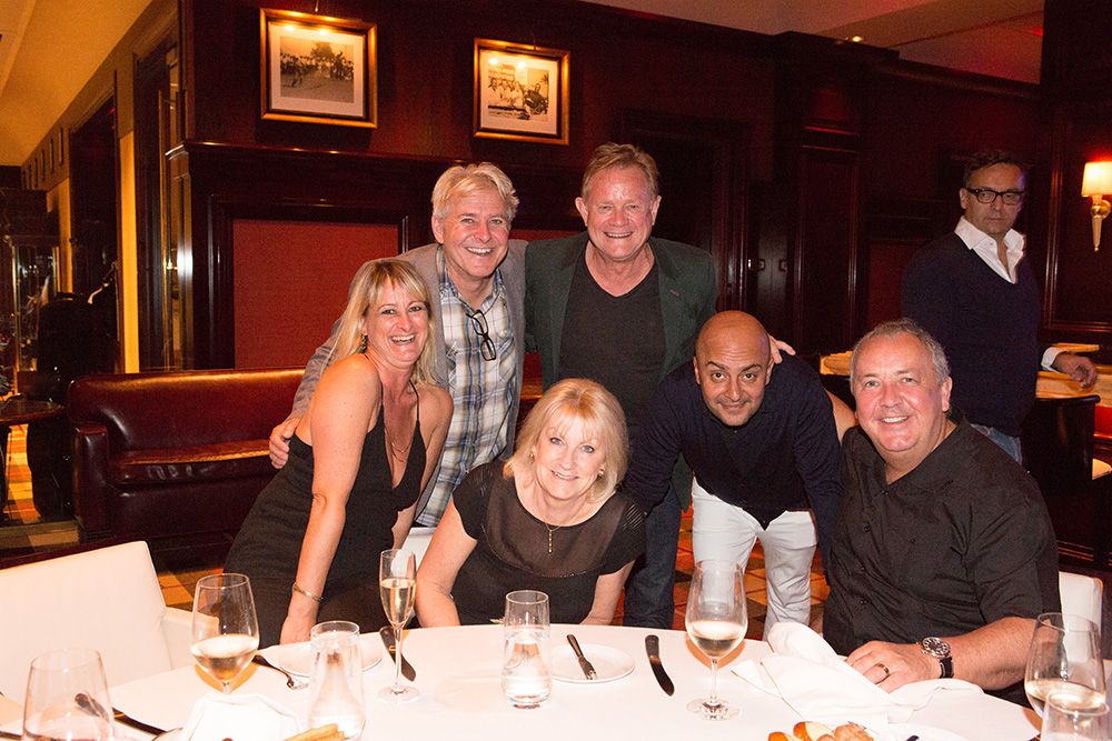 Emma Wilkie, Steve Mykolyn, Kim Shaw, Julie and Mark Tutssel, & Amir Kassaei enjoy dinner at Country Club restaurant
