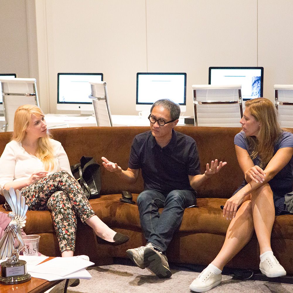 Karolina Galacz, Eugene Cheong, and Hadas Liwer in the judging room