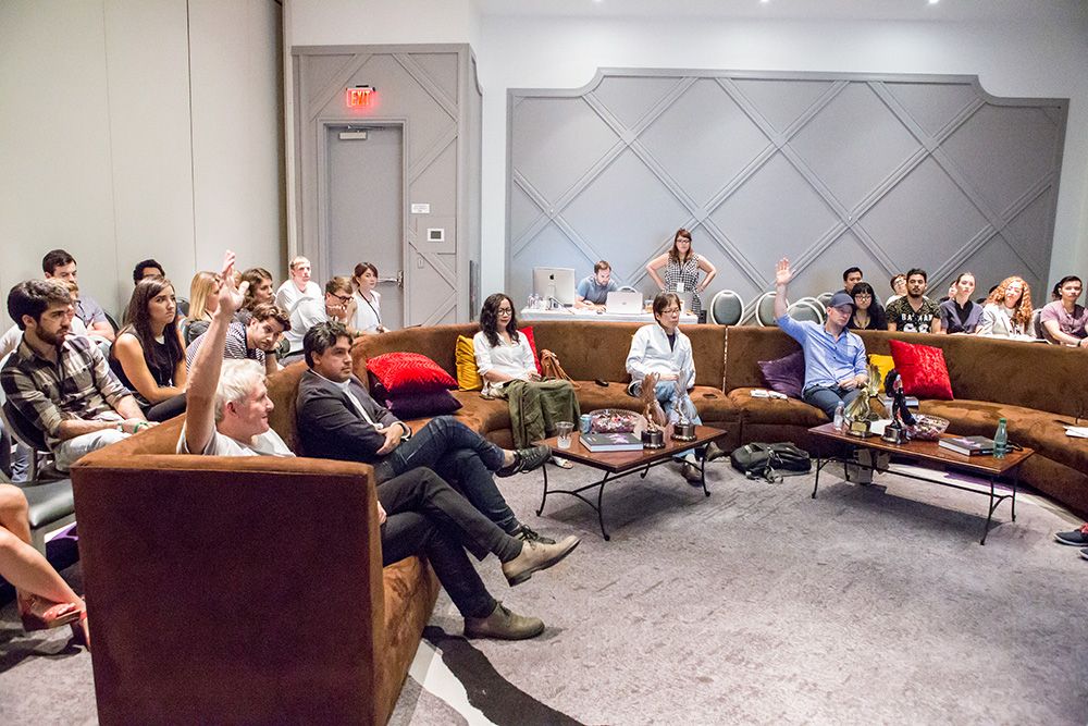 Non-Traditional Jury Statue Discussions and young creatives sitting in