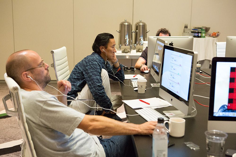 Mike Farr and Brent Choi in judging