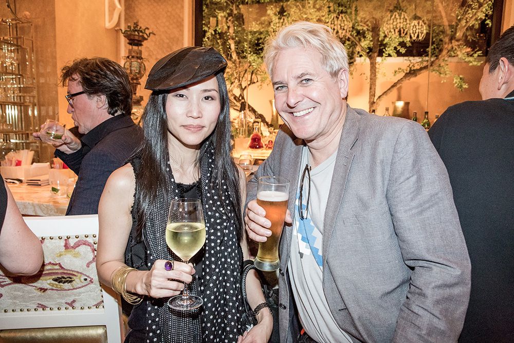Pum Lefebure and Steve Mykolyn enjoying drinks at Wing Lei