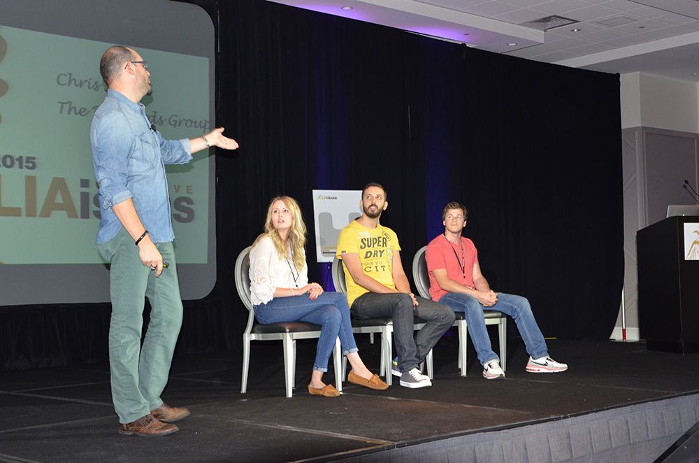 Chris Smith brings young creatives up to the stage for a game