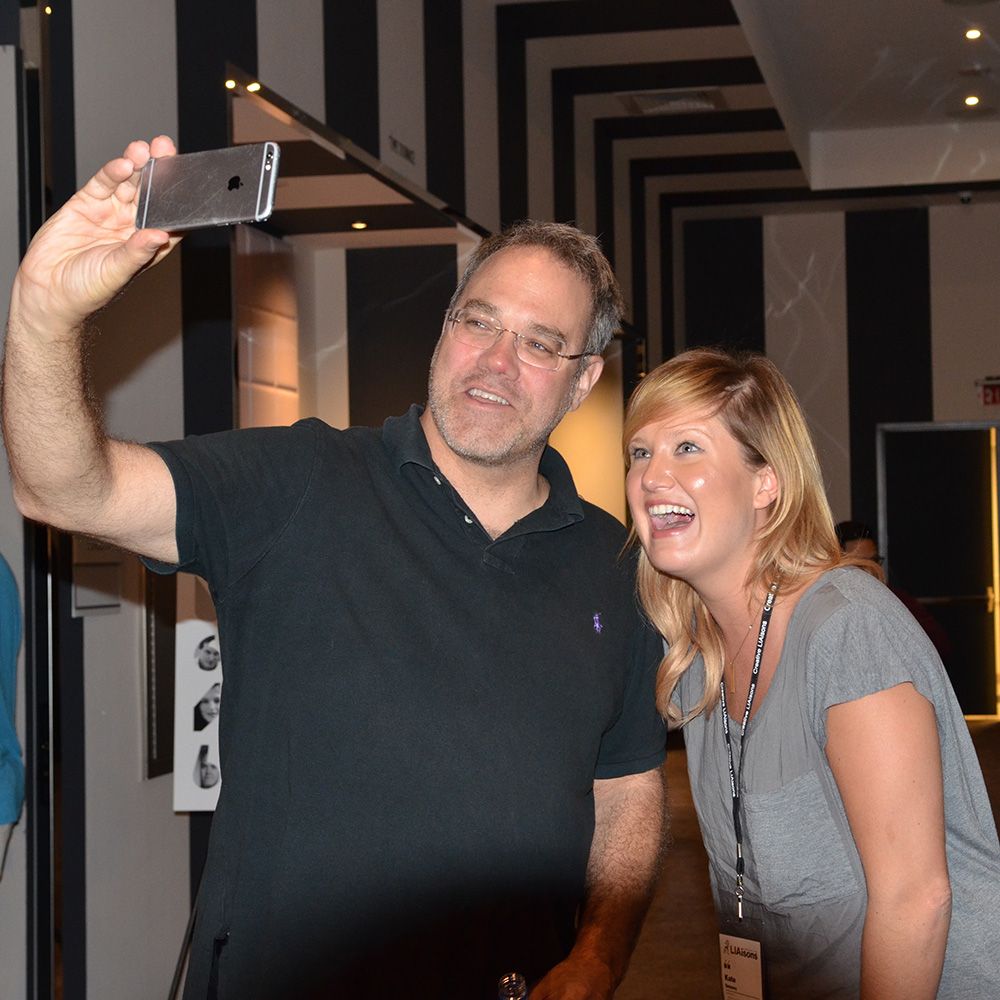 Ted Royer taking selfies with young creatives