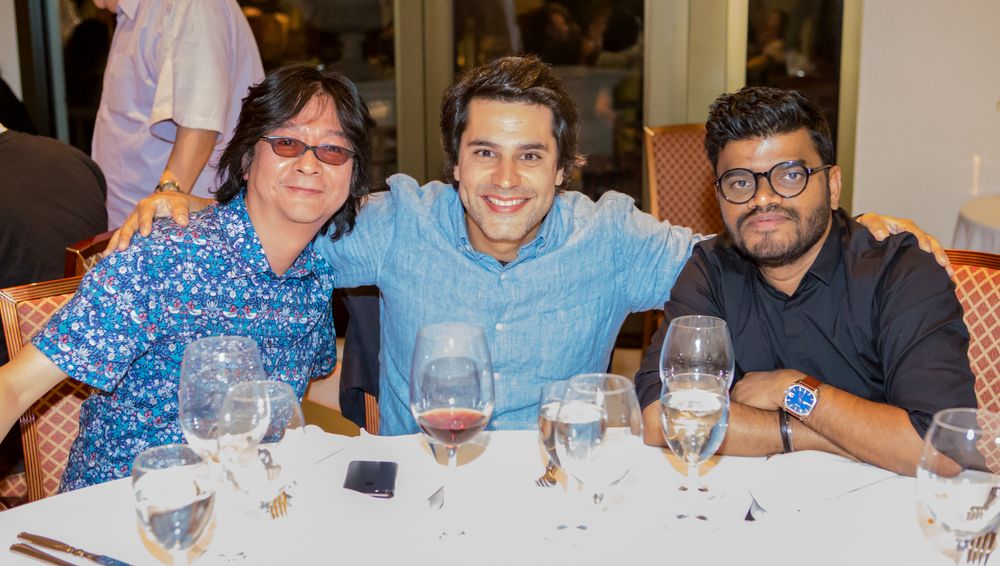 Katsuhiko Suzuki, Marcel Yunes and Kalpesh Patankar enjoying dinner