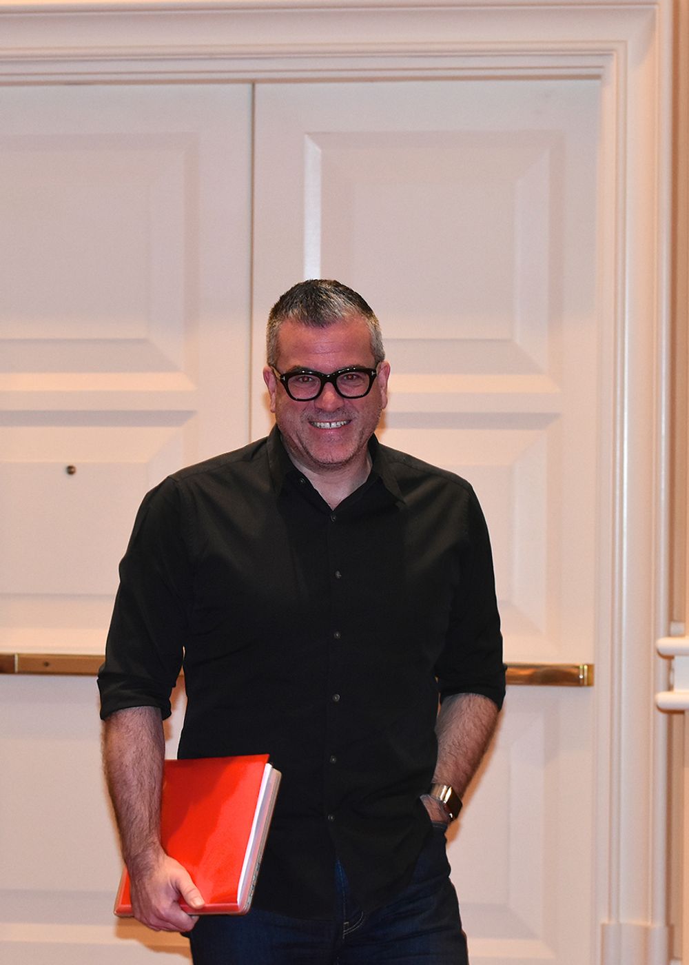 Matt Eastwood ready to enter a room full of young creatives