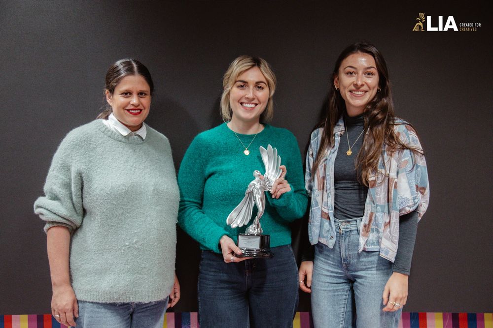 Presenting to Sarah Hore-Lacy, Katie Gorrod & Bea Farmelo at AMV BBDO their LIA Award.
