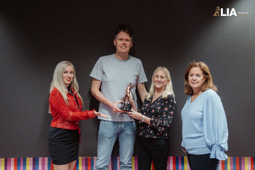 Presenting to Sarah Hore-Lacy, Katie Gorrod & Bea Farmelo at AMV BBDO their LIA Award.